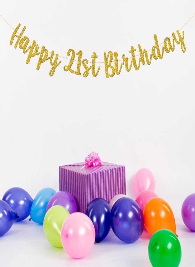 Ozekov Happy 21st Birthday Banner Boy Girl's Twenty One Years Old Cheers to 21 Years Banner, 21st Birthday Party Decorations Supplies Gold Glitter - Image 5